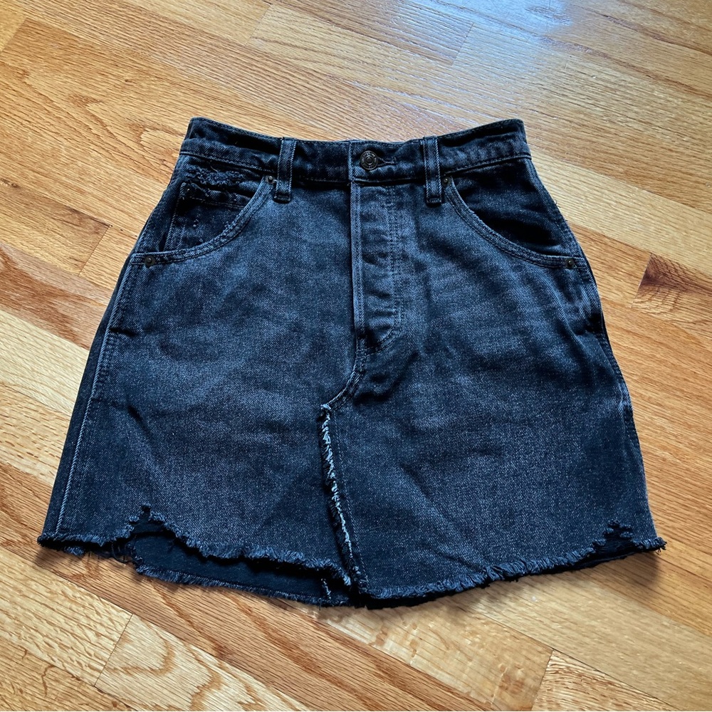 Free People Black Denim Skirt Size 24